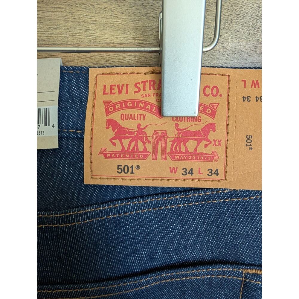 NWT Levi's 501 Original Shrink-To-Fit Jeans Mens 34x34 Blue Denim Straight Leg - Picture 7 of 8